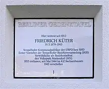 Gedenktafel Wohnhaus Friedrich Küter