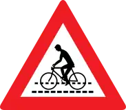 Gefahrenzeichen 11a (Österreich), für geregelte Bereiche, Hinweis auf Radfahrer