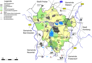 Karte des Gemeindegebiets von Borken (Hessen)