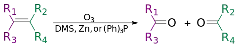 Ozonolyse eines Alkens mit Ozon in zwei Carbonylverbindungen