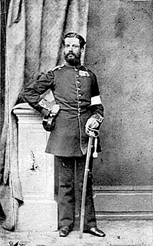 Erinnerungsfotografie an seiner Versetzung zur Main-Armee 1866