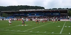 Das Stadion bei einem Spiel der Marburg Mercenaries (2009)
