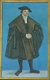 Schaube, capeartiger Rumpf und Armdurchgriff, dazu überweite Ärmel (1543)