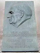 Gedenktafel für Wilhelm Pieck von Gerhard Thieme, 1976