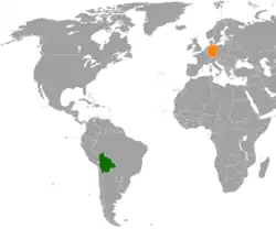 Lage von Bolivien und Deutschland