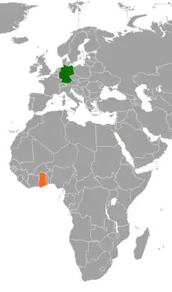 Lage von Deutschland und Ghana