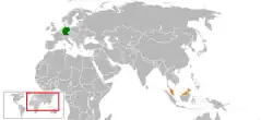 Lage von Deutschland und Malaysia