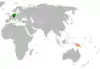 Lage von Deutschland und Papua-Neuguinea