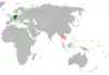 Lage von Deutschland und Thailand