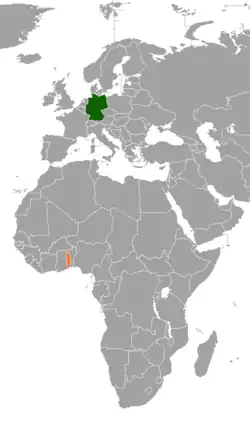 Lage von Deutschland und Togo