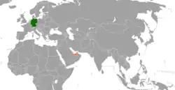 Lage von Deutschland und der Vereinigten Arabischen Emirate