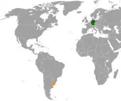 Lage von Deutschland und Uruguay