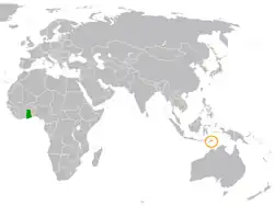 Lage von Ghana und Osttimor