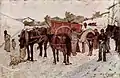 Straße in der Campagna mit Landarbeitern und Soldaten