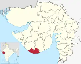 Positionskarte des Distrikts Gir Somnath