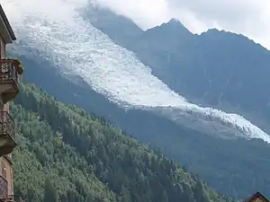 Unterer Teil des Glacier des Bossons im August 2007