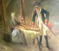 Paderbornischer Musketier auf dem Marktplatz von Paderborn ca. 1755 (Gemälde von Gleseker), Historisches Museum im Marstall (Paderborn).
