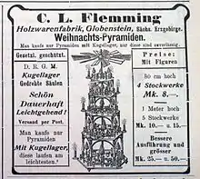 Zeitungsanzeige von 1904 für Weihnachtspyramiden