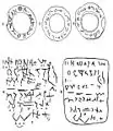 Bracelets en schiste avec signes et transcriptions de tablette