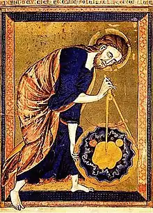 Gott als Baumeister,Bible moralisée, ca. 1250, Wien, Nationalbibliothek