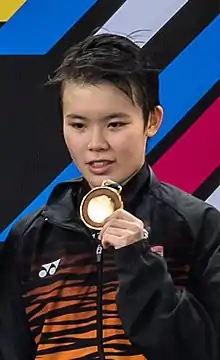 Goh bei der Siegerehrung der Südostasienspiele 2017 mit ihrer Goldmedaille