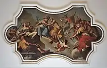 Palazzo Attems Petzenstein, das Deckengemälde im Empfangssaal zeigt griechische Götter