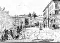 Lithographie (1860) der Synagoge von Göteborg