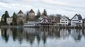 Blick vom gegenüberliegenden Rheinufer auf Gottlieben