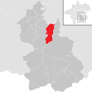 Lage der Gemeinde Grünburg im Bezirk Kirchdorf (anklickbare Karte)