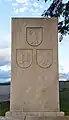 Grabstein-Rückseite:Wappen von Basel-Stadt, Brugg und Effingen