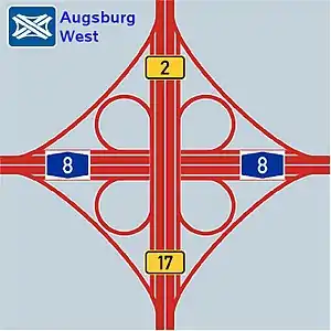 Übersichtskarte Kreuz Augsburg-West