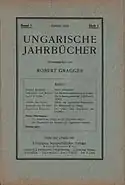 Ungarische Jahrbücher, 1. Heft, 1. Jahrgang, 1921, Hrsg. Róbert Gragger (Vorder- und Rückseite)