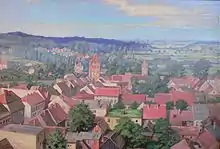 Blick vom Turm der Marienkirche: Gransee und das Neuruppiner Tor, 1954 (Öl)
