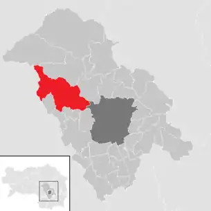 Lage der Gemeinde Gratwein-Straßengel im Bezirk Graz-Umgebung (anklickbare Karte)