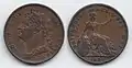 Farthing von 1825, Georg IV. Kupfer.