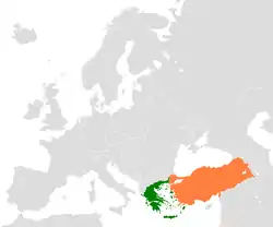 Lage von Griechenland und Türkei