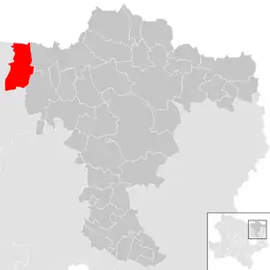 Lage der Gemeinde Großharras im Bezirk Mistelbach (anklickbare Karte)