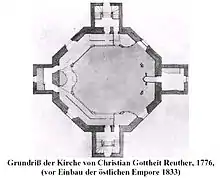 Achteckiger Grundriss der Kirche