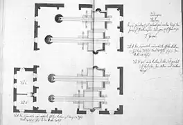 Grundriss der Kelter mit vier Pressen von 1792