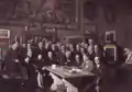 Die Romanisten im Arbeitszimmer Jandolos zusammen mit dem Gouverneur von Rom, Prinz Giangiacomo Borghese – 1941