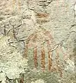Abstrakte Symbole und stilisierte Menschenfigur