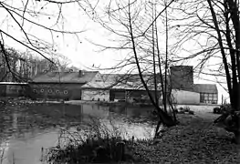 Wassermühle Gühlitz mit Mühlenteich 1978