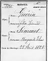 Heiratsurkunde Félix Édouard Guérin-Méneville und Marguerite-Elisa Simonet