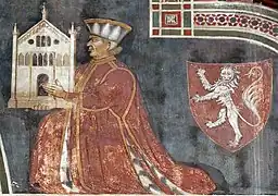 Der Mäzen Guglielmo von Castelbarco, genannt „der Große“; Fresko in der Kirche San Fermo Maggiore in Verona