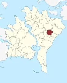 Lage des Horreby Sogn in der Guldborgsund Kommune