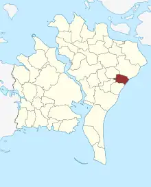 Lage des Karleby Sogn in der Guldborgsund Kommune