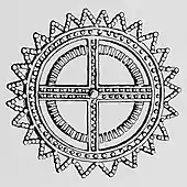 Zeichnung nach Evans und Original des Zahnrades