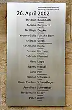 Gedenktafel zum 26. April 2002