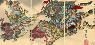 Shōki auf einem Tiger, 1887