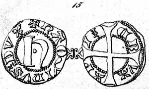 Halb-Pfennig-Münze Håkon Magnussons in seiner Zeit als Herzog.